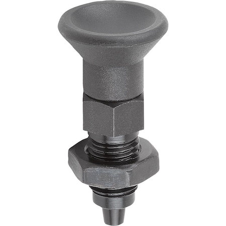 Kipp Indexing Plunger, Premium, Tapered Pin Size:2 D1=M12X1, 5, D=6, Form:B Wo. Groove W Locknut, Steel K0736.52206